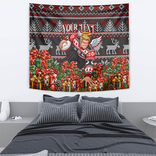 Personalized St Kilda Football Christmas Tapestry Australian Football Mascot - Ugly Xmas Pattern Festive