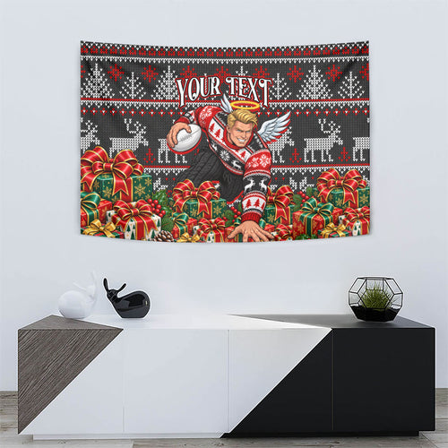 Personalized St Kilda Football Christmas Tapestry Australian Football Mascot - Ugly Xmas Pattern Festive