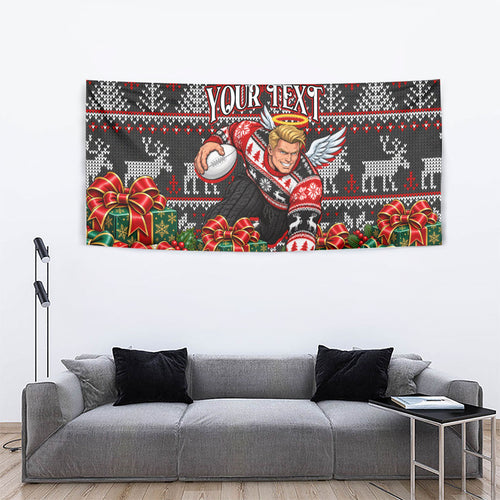 Personalized St Kilda Football Christmas Tapestry Australian Football Mascot - Ugly Xmas Pattern Festive