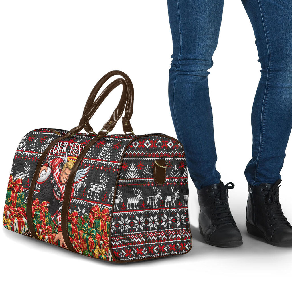 Personalized St Kilda Football Christmas Travel Bag Australian Football Mascot - Ugly Xmas Pattern Festive