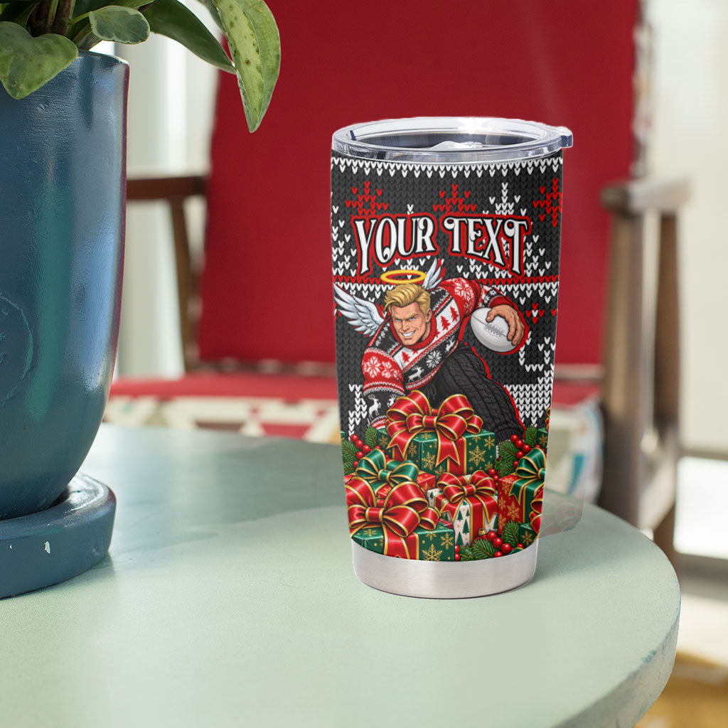 Personalized St Kilda Football Christmas Tumbler Cup Australian Football Mascot - Ugly Xmas Pattern Festive