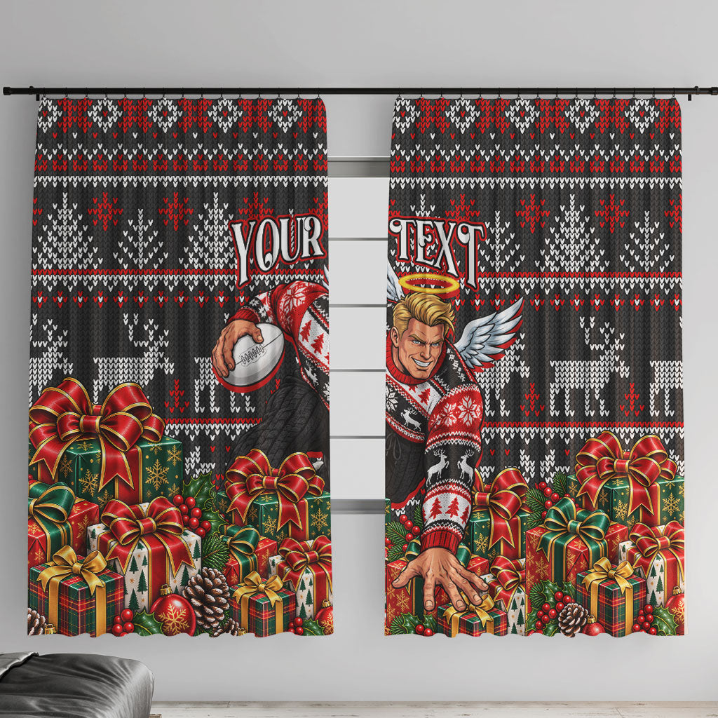 Personalized St Kilda Football Christmas Window Curtain Australian Football Mascot - Ugly Xmas Pattern Festive