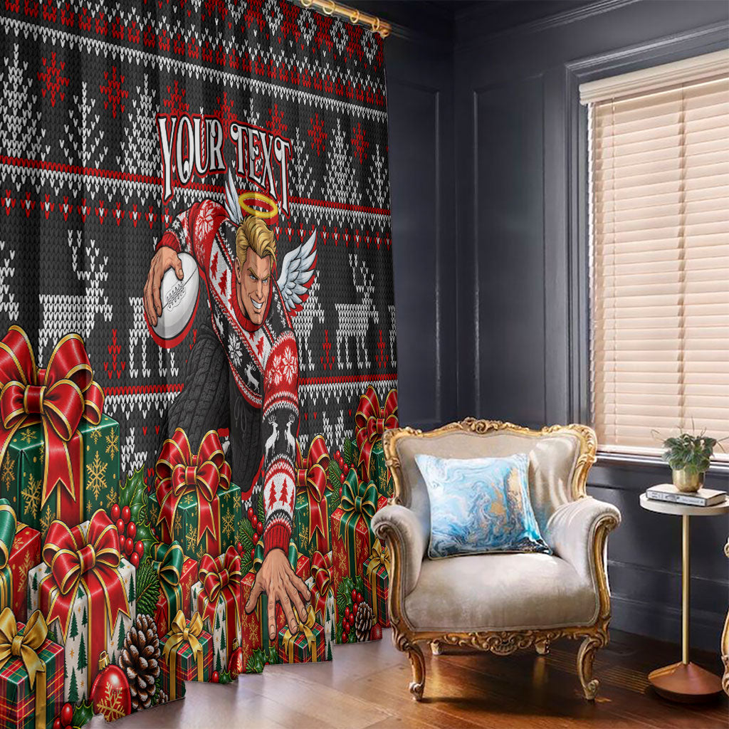 Personalized St Kilda Football Christmas Window Curtain Australian Football Mascot - Ugly Xmas Pattern Festive