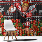 Personalized St Kilda Football Christmas Window Curtain Australian Football Mascot - Ugly Xmas Pattern Festive