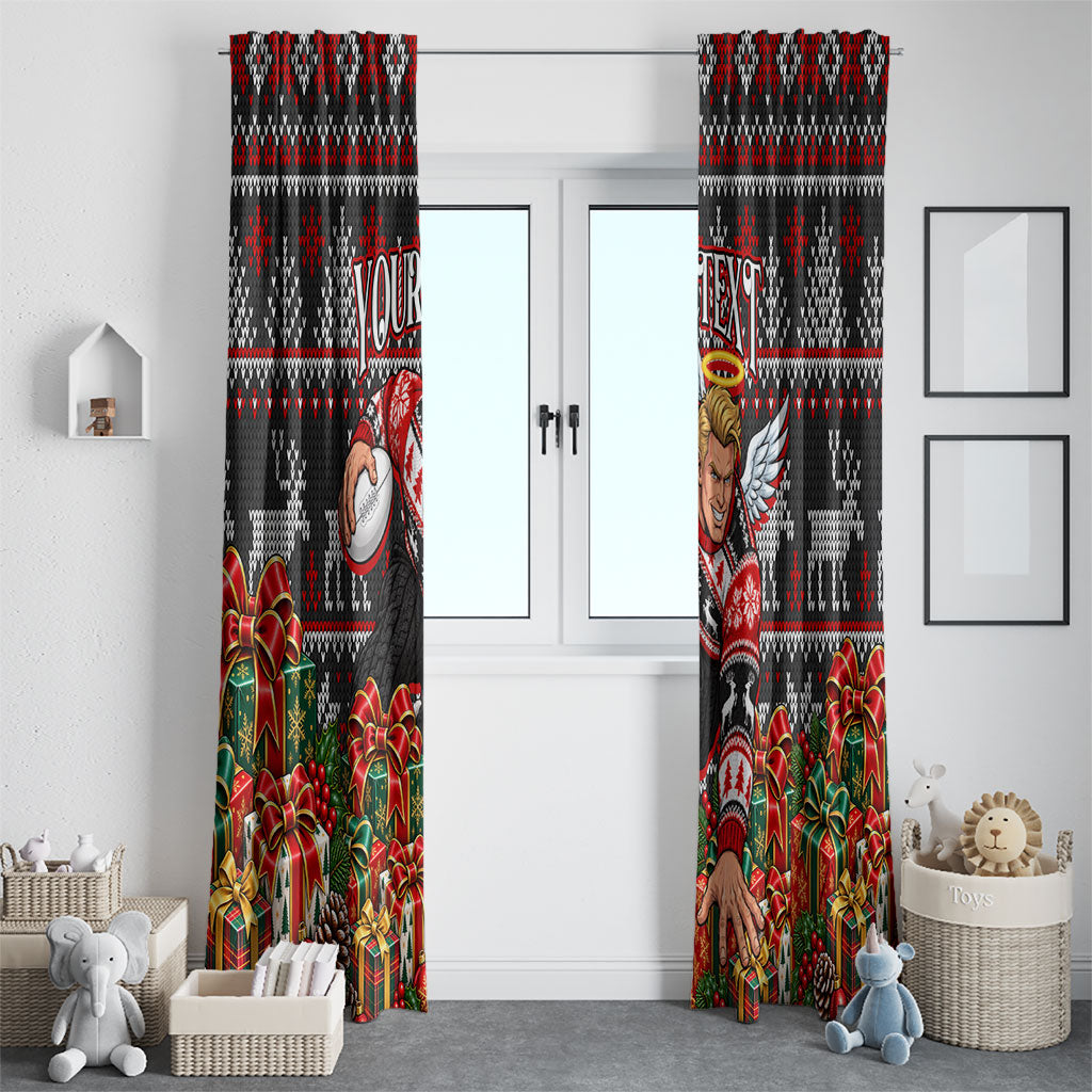 Personalized St Kilda Football Christmas Window Curtain Australian Football Mascot - Ugly Xmas Pattern Festive