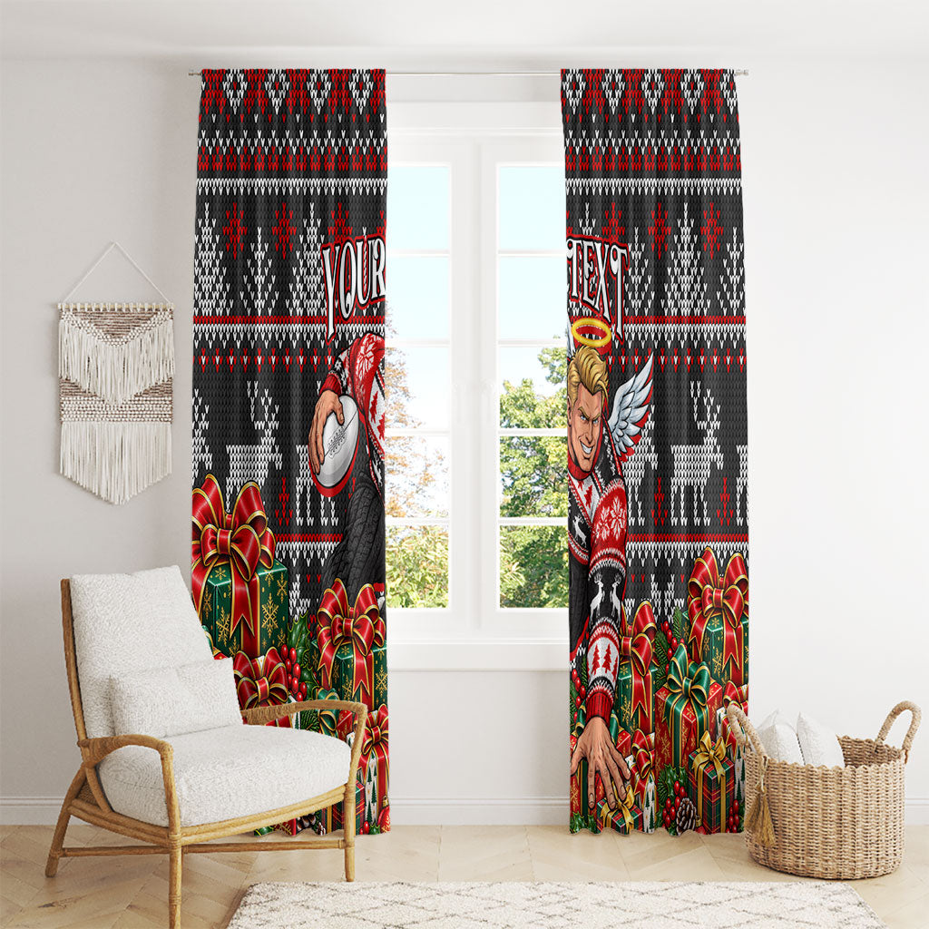 Personalized St Kilda Football Christmas Window Curtain Australian Football Mascot - Ugly Xmas Pattern Festive