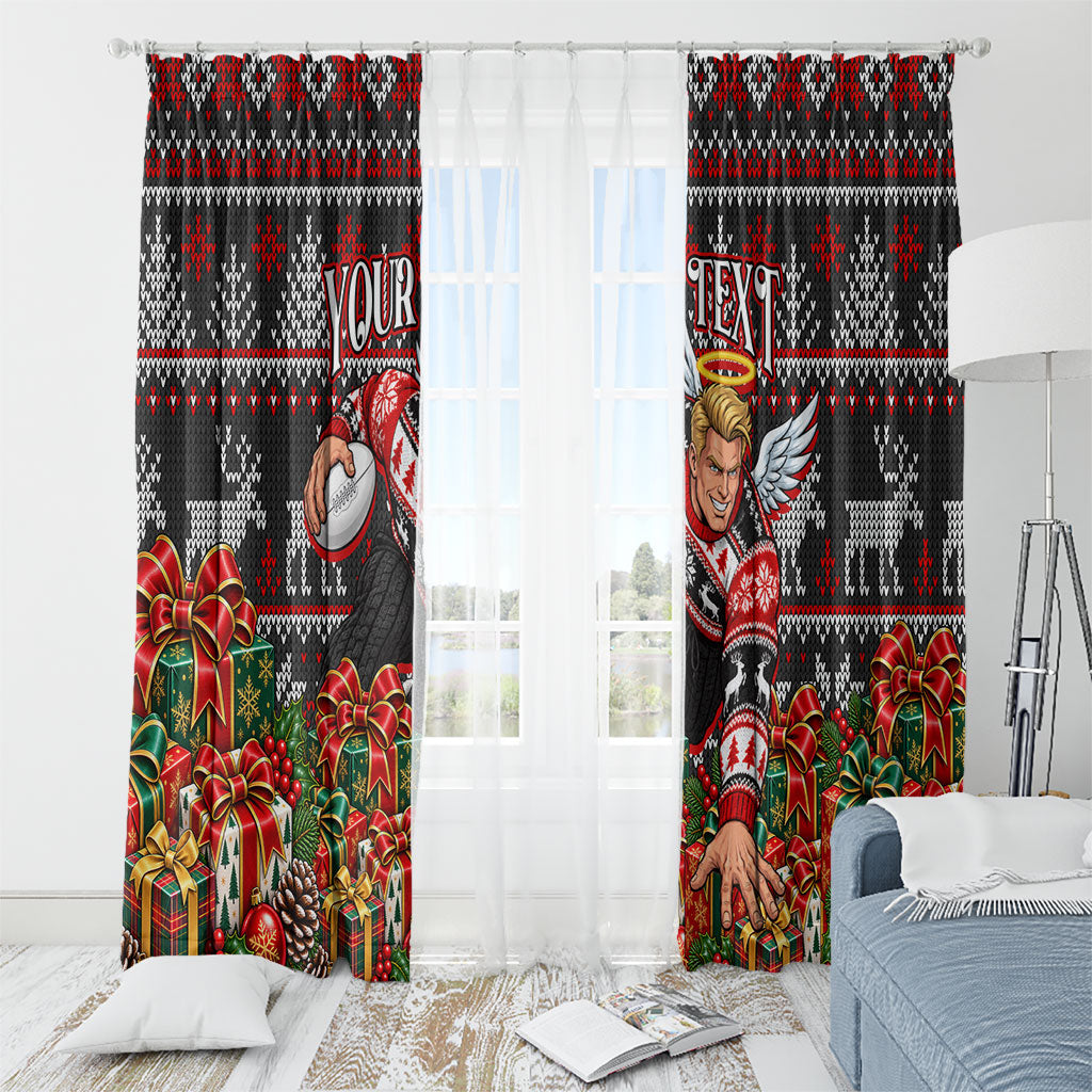 Personalized St Kilda Football Christmas Window Curtain Australian Football Mascot - Ugly Xmas Pattern Festive