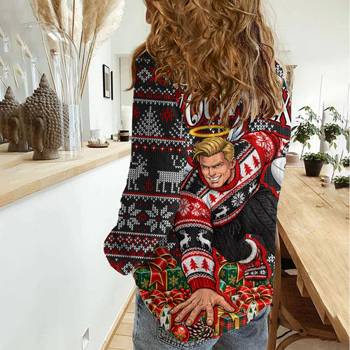 Personalized St Kilda Football Christmas Women Casual Shirt Australian Football Mascot - Ugly Xmas Pattern Festive
