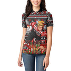 Personalized St Kilda Football Christmas Women Polo Shirt Australian Football Mascot - Ugly Xmas Pattern Festive
