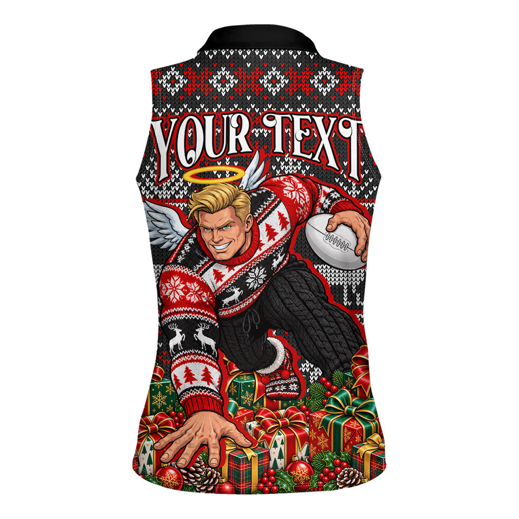 Personalized St Kilda Football Christmas Women Sleeveless Polo Shirt Australian Football Mascot - Ugly Xmas Pattern Festive