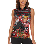 Personalized St Kilda Football Christmas Women Sleeveless Polo Shirt Australian Football Mascot - Ugly Xmas Pattern Festive