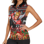 Personalized St Kilda Football Christmas Women Sleeveless Polo Shirt Australian Football Mascot - Ugly Xmas Pattern Festive