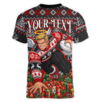 Personalized St Kilda Football Christmas Women V-Neck T-Shirt Australian Football Mascot - Ugly Xmas Pattern Festive