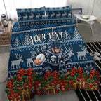 Personalized Carlton Blues Football Christmas Bedding Set Australian Football Mascot - Ugly Xmas Pattern Festive