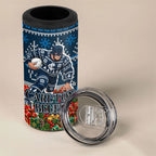 Personalized Carlton Blues Football Christmas 4 in 1 Can Cooler Tumbler Australian Football Mascot - Ugly Xmas Pattern Festive