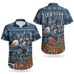 Personalized Carlton Blues Football Christmas Couples Matching Off Shoulder Maxi Dress and Hawaiian Shirt Australian Football Mascot - Ugly Xmas Pattern Festive