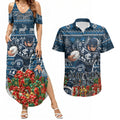 Personalized Carlton Blues Football Christmas Couples Matching Summer Maxi Dress and Hawaiian Shirt Australian Football Mascot - Ugly Xmas Pattern Festive