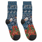 Personalized Carlton Blues Football Christmas Crew Socks Australian Football Mascot - Ugly Xmas Pattern Festive
