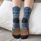 Personalized Carlton Blues Football Christmas Crew Socks Australian Football Mascot - Ugly Xmas Pattern Festive