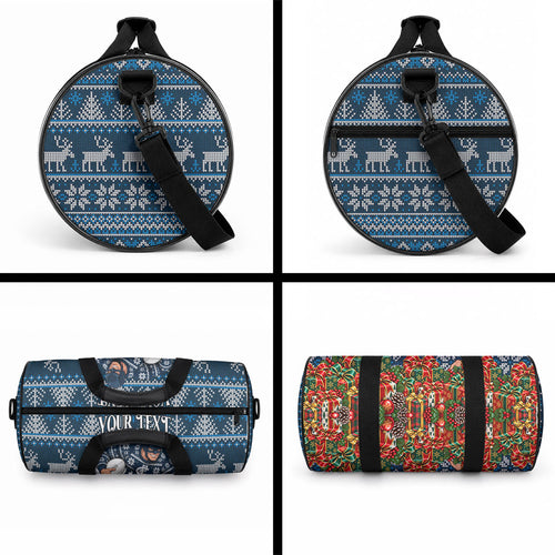 Personalized Carlton Blues Football Christmas Duffle Bag Australian Football Mascot - Ugly Xmas Pattern Festive