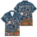 Personalized Carlton Blues Football Christmas Family Matching Mermaid Dress and Hawaiian Shirt Australian Football Mascot - Ugly Xmas Pattern Festive