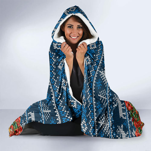 Personalized Carlton Blues Football Christmas Hooded Blanket Australian Football Mascot - Ugly Xmas Pattern Festive