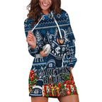 Personalized Carlton Blues Football Christmas Hoodie Dress Australian Football Mascot - Ugly Xmas Pattern Festive