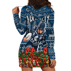 Personalized Carlton Blues Football Christmas Hoodie Dress Australian Football Mascot - Ugly Xmas Pattern Festive