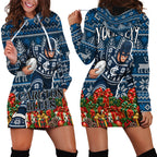 Personalized Carlton Blues Football Christmas Hoodie Dress Australian Football Mascot - Ugly Xmas Pattern Festive