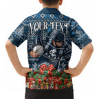 Personalized Carlton Blues Football Christmas Kid Hawaiian Shirt Australian Football Mascot - Ugly Xmas Pattern Festive