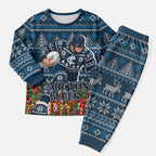 Personalized Carlton Blues Football Christmas Pajama Set Australian Football Mascot - Ugly Xmas Pattern Festive