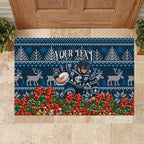 Personalized Carlton Blues Football Christmas Rubber Doormat Australian Football Mascot - Ugly Xmas Pattern Festive