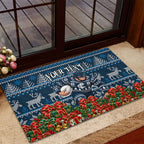 Personalized Carlton Blues Football Christmas Rubber Doormat Australian Football Mascot - Ugly Xmas Pattern Festive