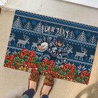 Personalized Carlton Blues Football Christmas Rubber Doormat Australian Football Mascot - Ugly Xmas Pattern Festive