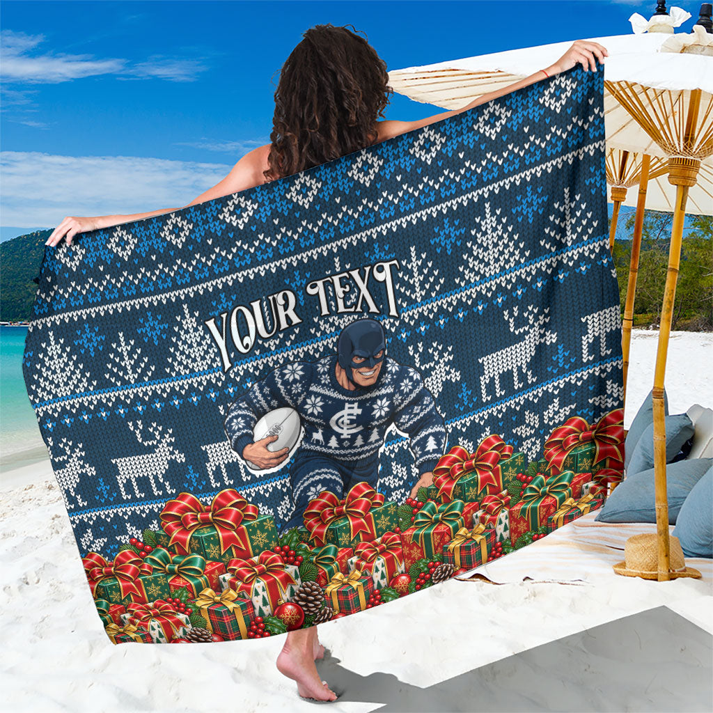 Personalized Carlton Blues Football Christmas Sarong Australian Football Mascot - Ugly Xmas Pattern Festive