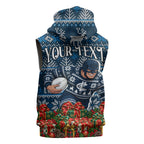 Personalized Carlton Blues Football Christmas Sleeveless Hoodie Australian Football Mascot - Ugly Xmas Pattern Festive