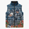 Personalized Carlton Blues Football Christmas Sleeveless Puffer Jacket Australian Football Mascot - Ugly Xmas Pattern Festive