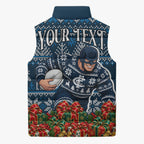 Personalized Carlton Blues Football Christmas Sleeveless Puffer Jacket Australian Football Mascot - Ugly Xmas Pattern Festive
