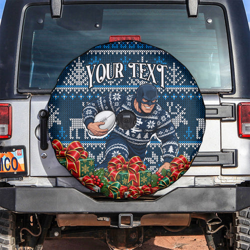 Personalized Carlton Blues Football Christmas Spare Tire Cover Australian Football Mascot - Ugly Xmas Pattern Festive