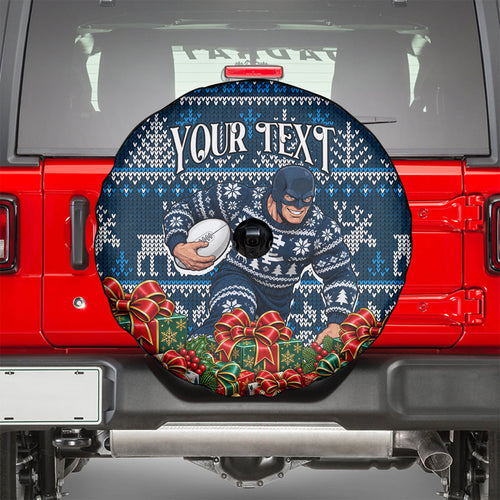 Personalized Carlton Blues Football Christmas Spare Tire Cover Australian Football Mascot - Ugly Xmas Pattern Festive