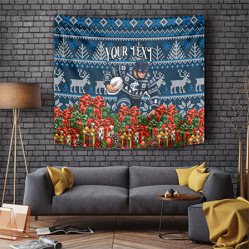 Personalized Carlton Blues Football Christmas Tapestry Australian Football Mascot - Ugly Xmas Pattern Festive