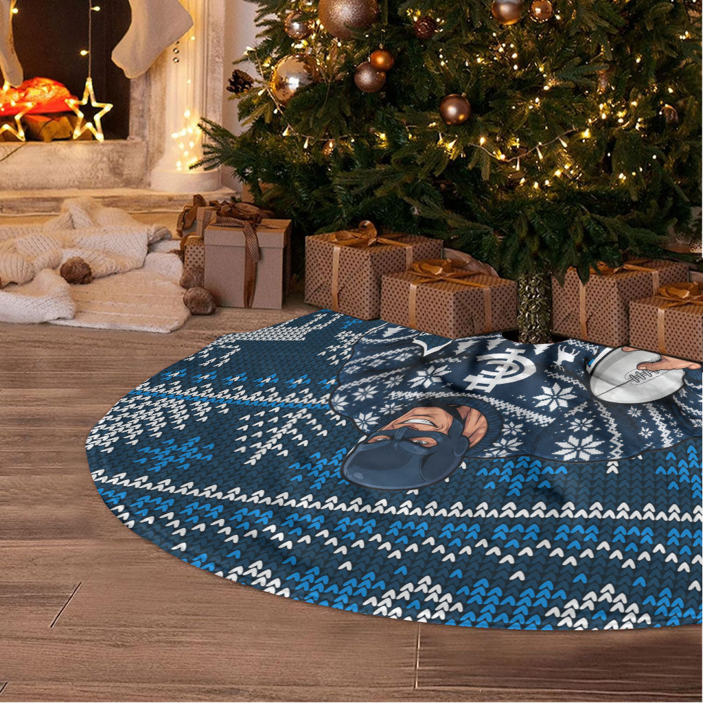 Carlton Blues Football Christmas Tree Skirt Australian Football Mascot - Ugly Xmas Pattern Festive
