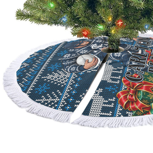 Carlton Blues Football Christmas Tree Skirt Australian Football Mascot - Ugly Xmas Pattern Festive