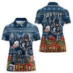 Personalized Carlton Blues Football Christmas Women Polo Shirt Australian Football Mascot - Ugly Xmas Pattern Festive