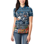 Personalized Carlton Blues Football Christmas Women Polo Shirt Australian Football Mascot - Ugly Xmas Pattern Festive