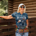 Personalized Carlton Blues Football Christmas Women Polo Shirt Australian Football Mascot - Ugly Xmas Pattern Festive