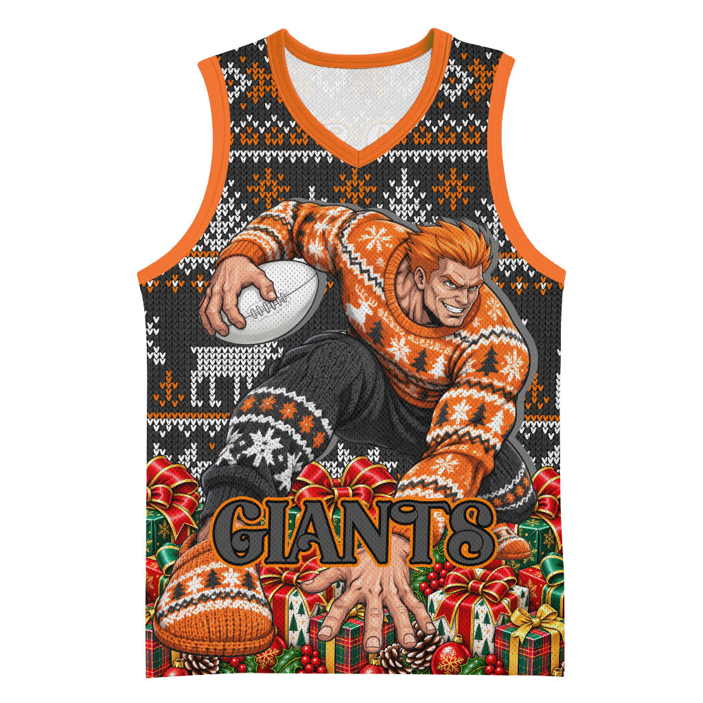 Personalized Giants Football Christmas Basketball Jersey Australian Football Mascot - Ugly Xmas Pattern Festive