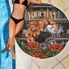 Personalized Giants Football Christmas Beach Blanket Australian Football Mascot - Ugly Xmas Pattern Festive