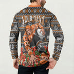 Personalized Giants Football Christmas Button Sweatshirt Australian Football Mascot - Ugly Xmas Pattern Festive