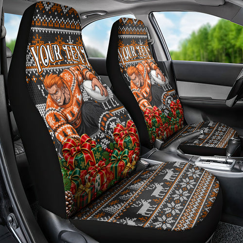 Personalized Giants Football Christmas Car Seat Cover Australian Football Mascot - Ugly Xmas Pattern Festive